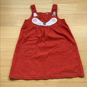🐿️JoJo Maman Bebe Orange Corduroy Fox Dress Size 4-5
